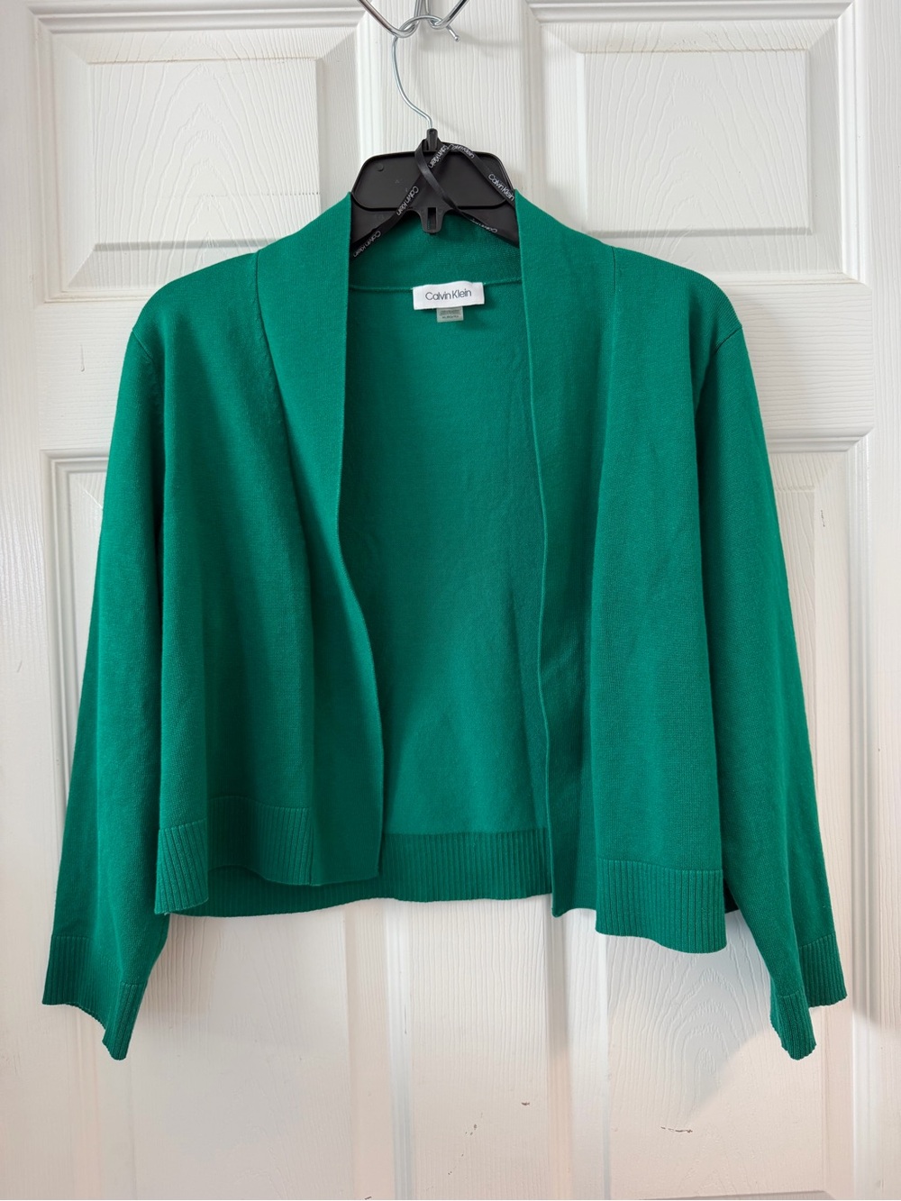 Calvin Klein Emerald Open-Front Cropped Cardigan